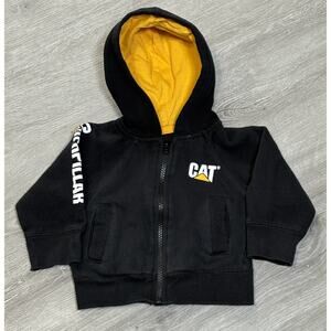 CAT Caterpillar Zip Up Hoodie Sweatshirt Kids Baby 12M Black Workwear